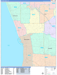 Redondo Beach Wall Map Color Cast Style 2024
